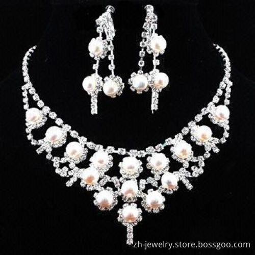 Dinner pearl necklace sets jewelry, match the earrings, necklace and rings